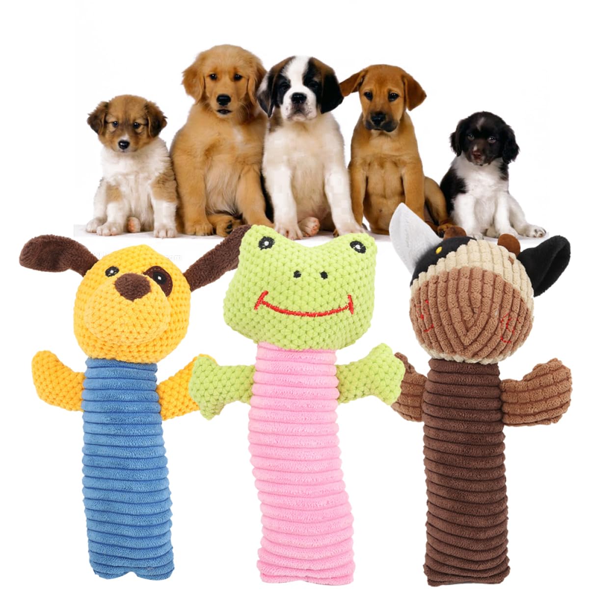BESPORTBLE 6piezas Juguetes De Peluche Chirriantes para Perros Pequeños De Animales Interactivos De Material Suave Perro Ternero Rana para Mascotas y Cachorros Masticables