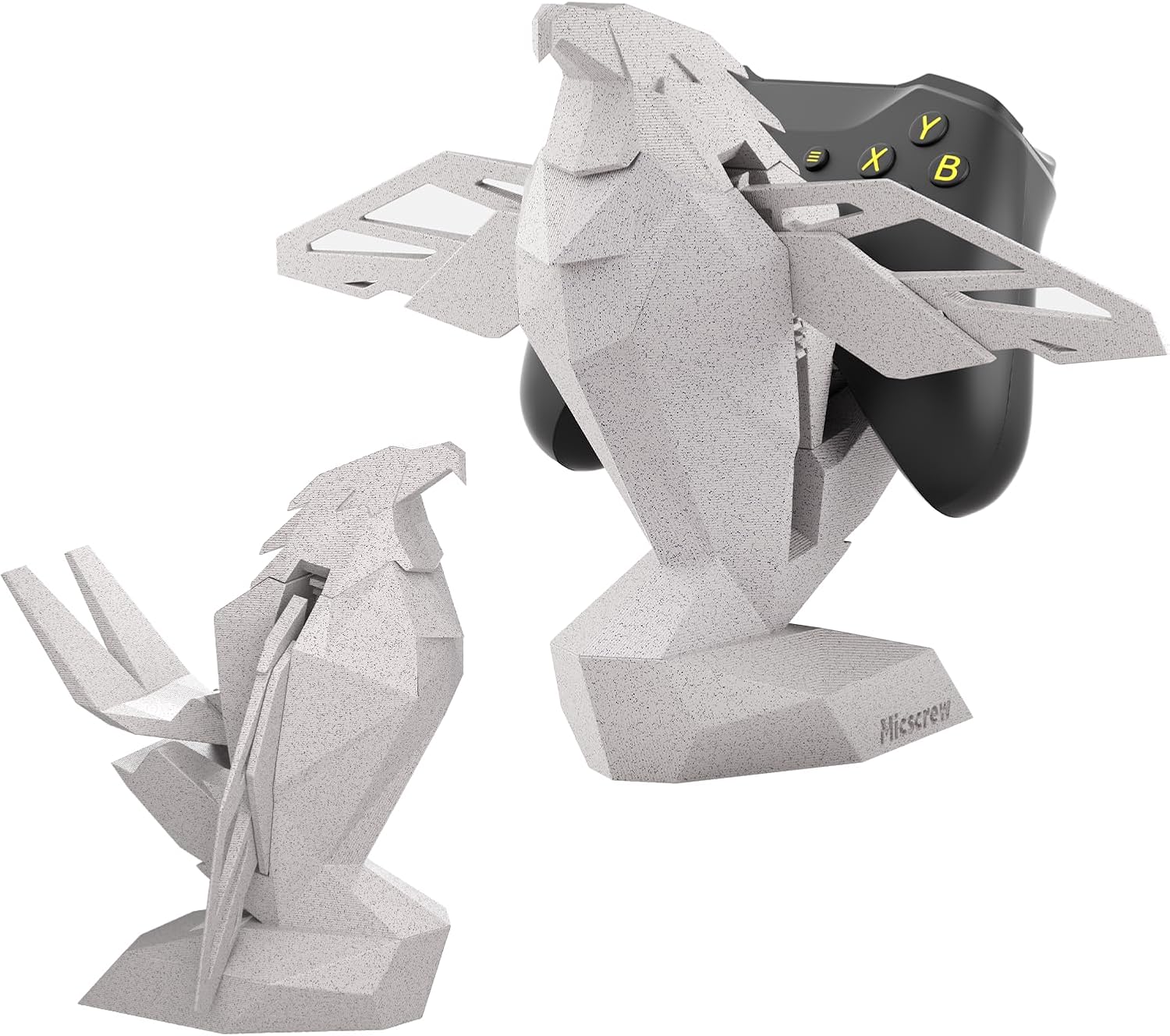 Controller Holder for Xbox/PS/Switch – Monument Marble-Style Eagle Stand, Auto-Spreading Wings, Dual Placement, Scratch-Free Curved Tail Design