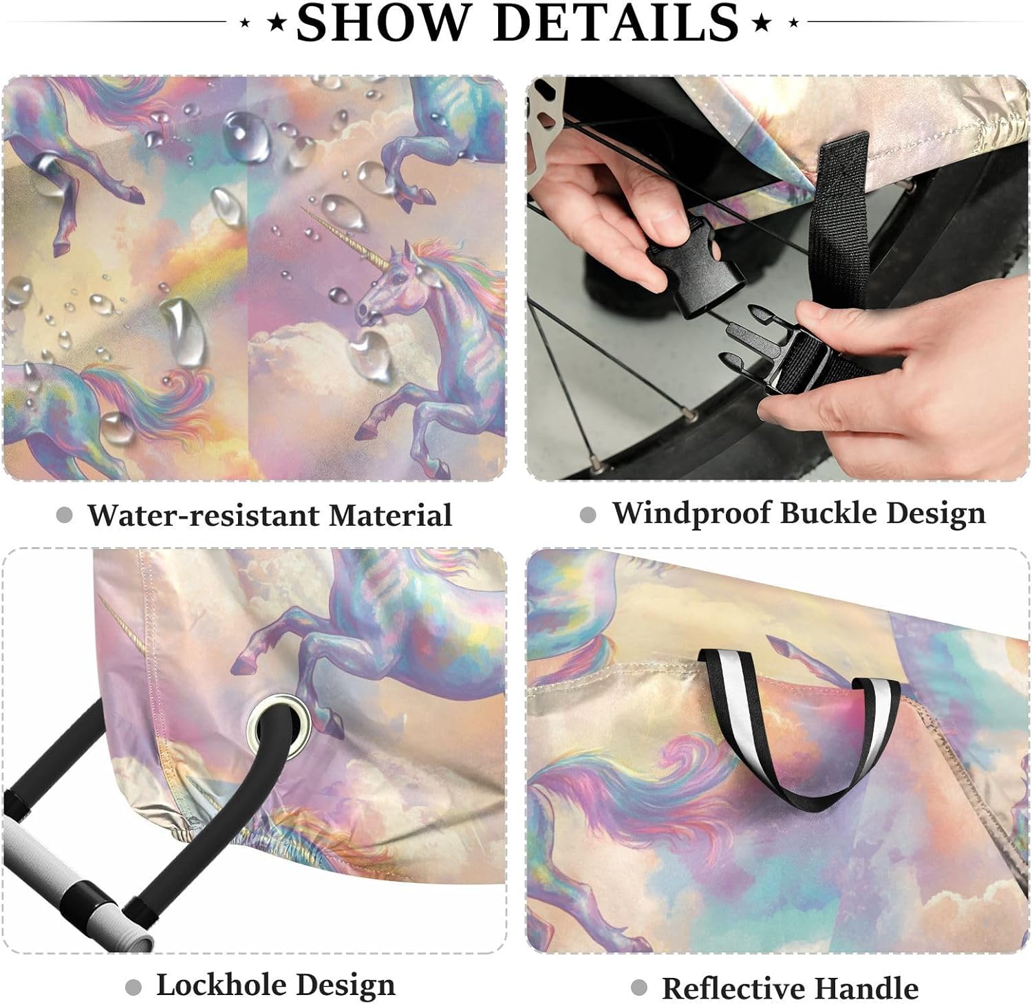 ALAZA Rainbow Unicorns Horse Bike Cover Waterproof Outdoor Ebike Bicycle Covers Tarp Protection for 1/2 Bikes, Sun UV Dust Wind Proof
