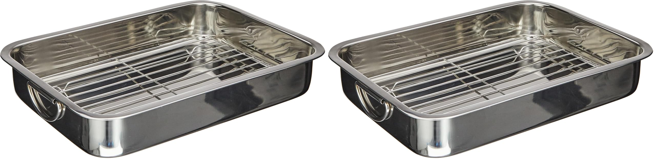 GSW 809252 EDELSTAHL Viereckpfanne mit Einsatz 40cm, silber, 40 x 28 x 7.1 cm, 1 Stück (Packung mit 2)