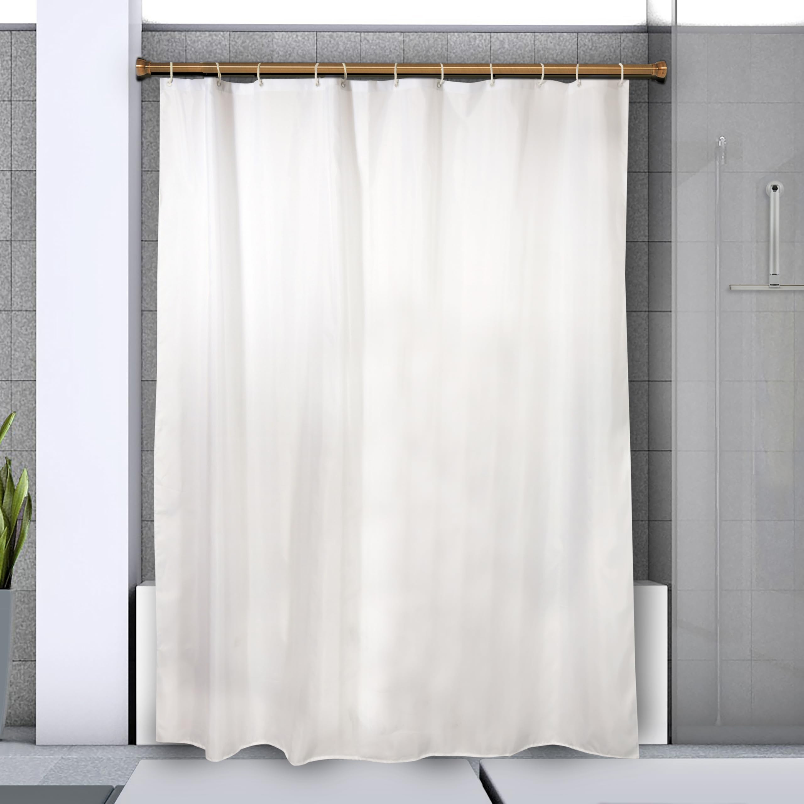 Verstelbare spanning douchegordijnstang zonder boren, 40,6 cm / 55,9 cm stang voor badkamer kast raam eenvoudige installatie (wit