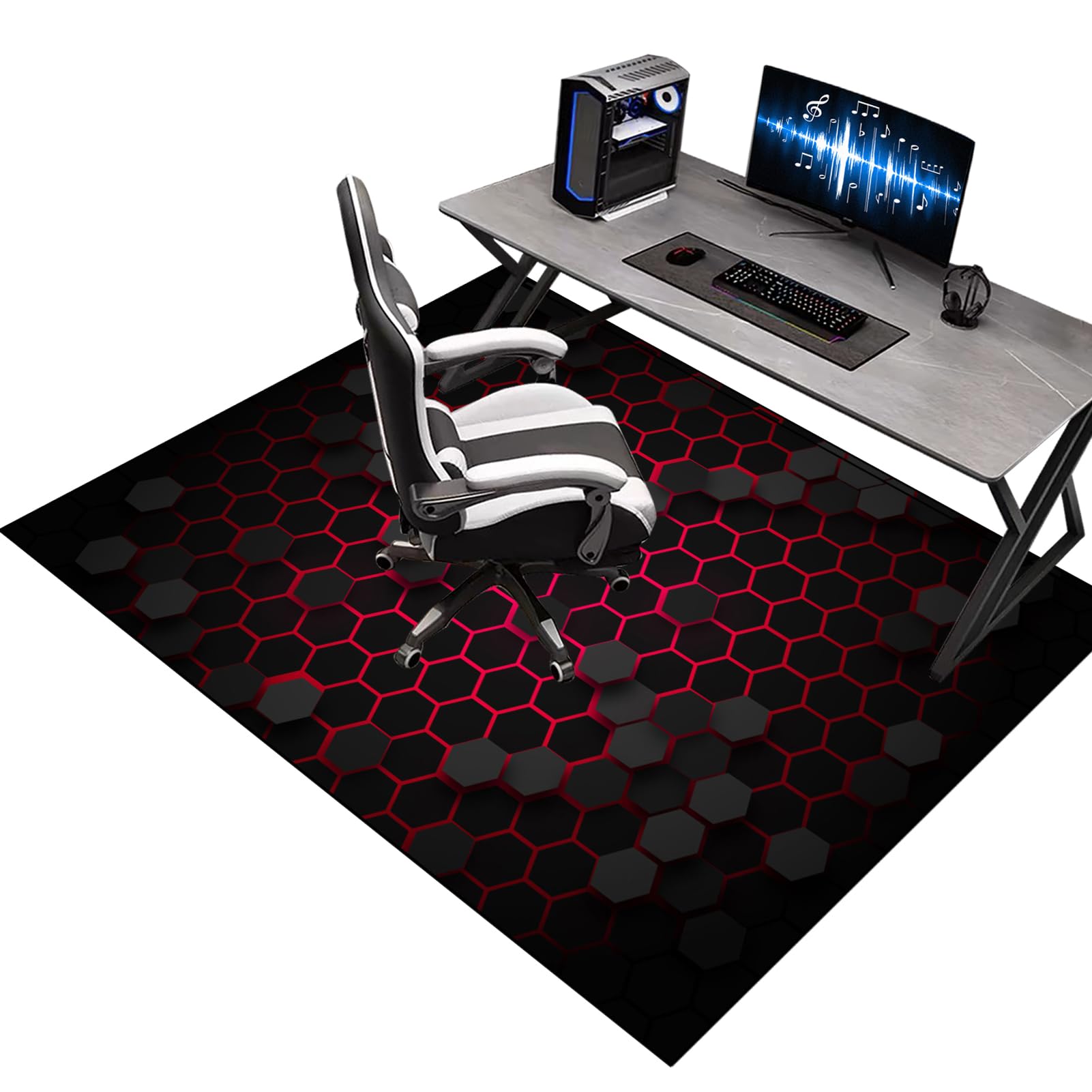 180 x 250 cm Office Gaming Chair Mat for Carpet, Desk Chair Mat for Hardwood Floor, Black Protector Rug