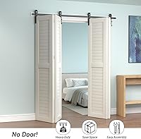 Vista 44 de Kit de herrajes para puerta corrediza de granero de 28 pulgadas, suave y silenciosamente, resistente, simple y fácil de instalar para 4 puertas