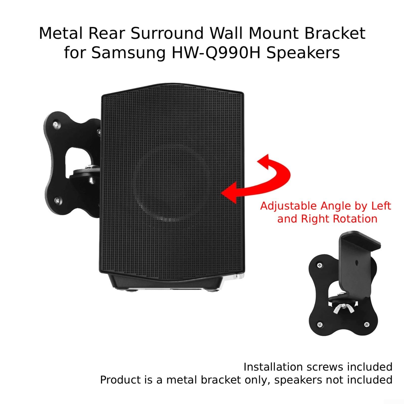 Wandhalterung für Samsung HW-Q990H Surround-Lautsprecher, 360° drehbar, verstellbarer Metallständer, stabiles schwarzes Heimkino-Audio-Dock-Zubehör
