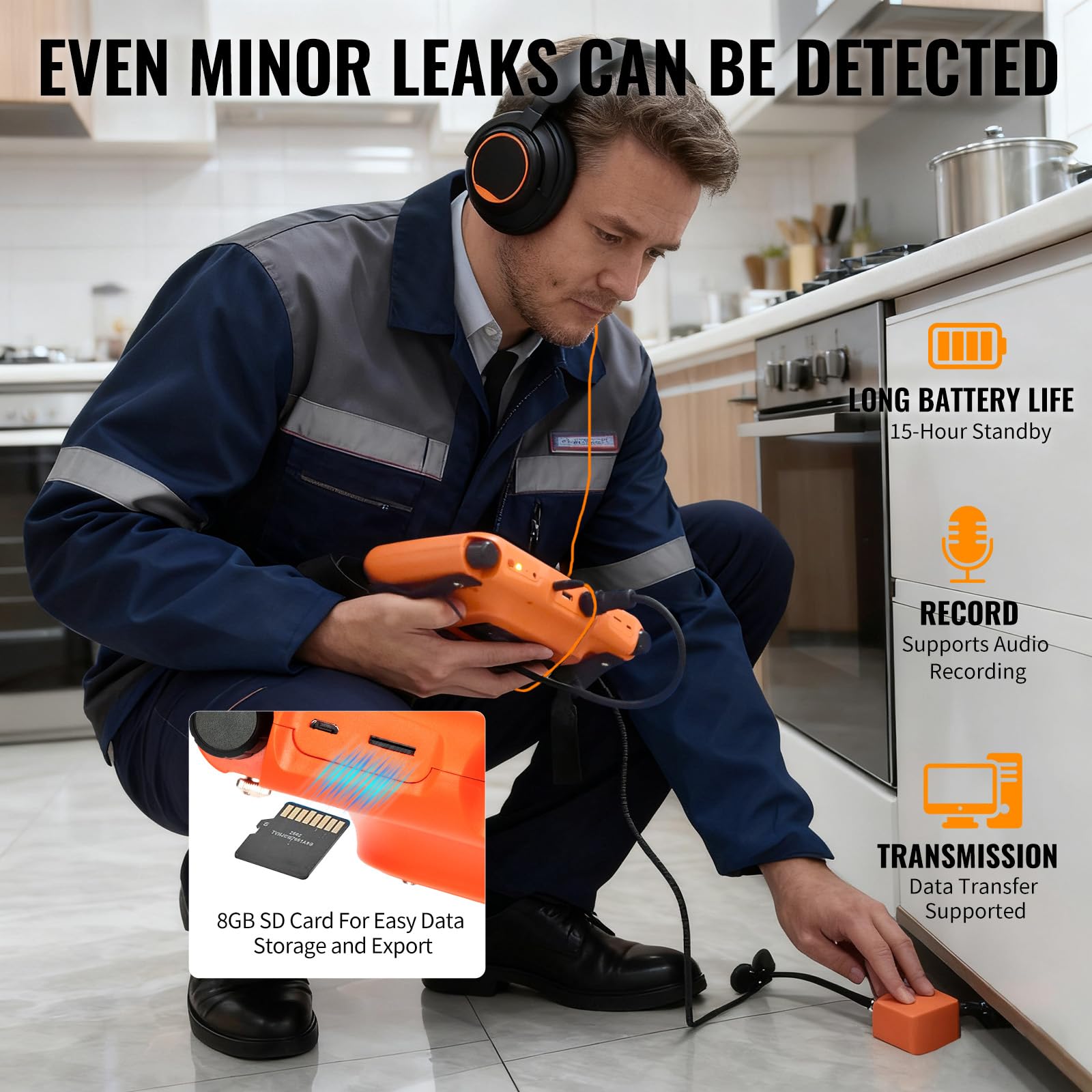 L30 Detectores de fugas de agua subterráneos para pared del hogar, máquina detectora de tuberías de agua, sensor horizontal, kit de detección acústica de fugas en tuberías, auriculares con