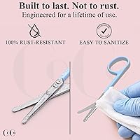 Vista 4 de Tijeras pequeñas de aseo – Acero inoxidable de grado médico para viajes y retoques – Punta de seguridad redondeada para nariz, orejas y vello facial