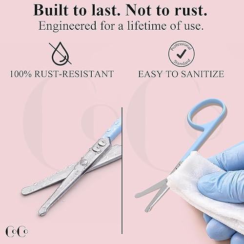 Miniatura 4 de Tijeras pequeñas de aseo – Acero inoxidable de grado médico para viajes y retoques – Punta de seguridad redondeada para nariz, orejas y vello facial