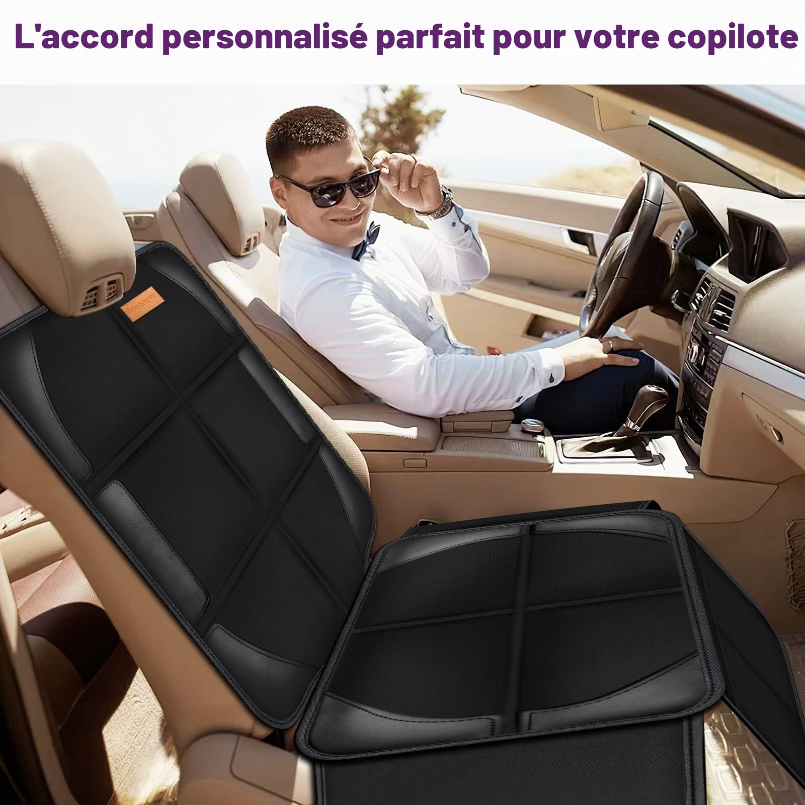 Bacgnyer Protections de SièGe de Voiture, Rembourrage en Tissu 600d éPais, ImperméAble, Durable, AntidéRapant, Protection de SièGe pour Enfants, Convient pour Les BéBéS (Noir, 2 Pièces)