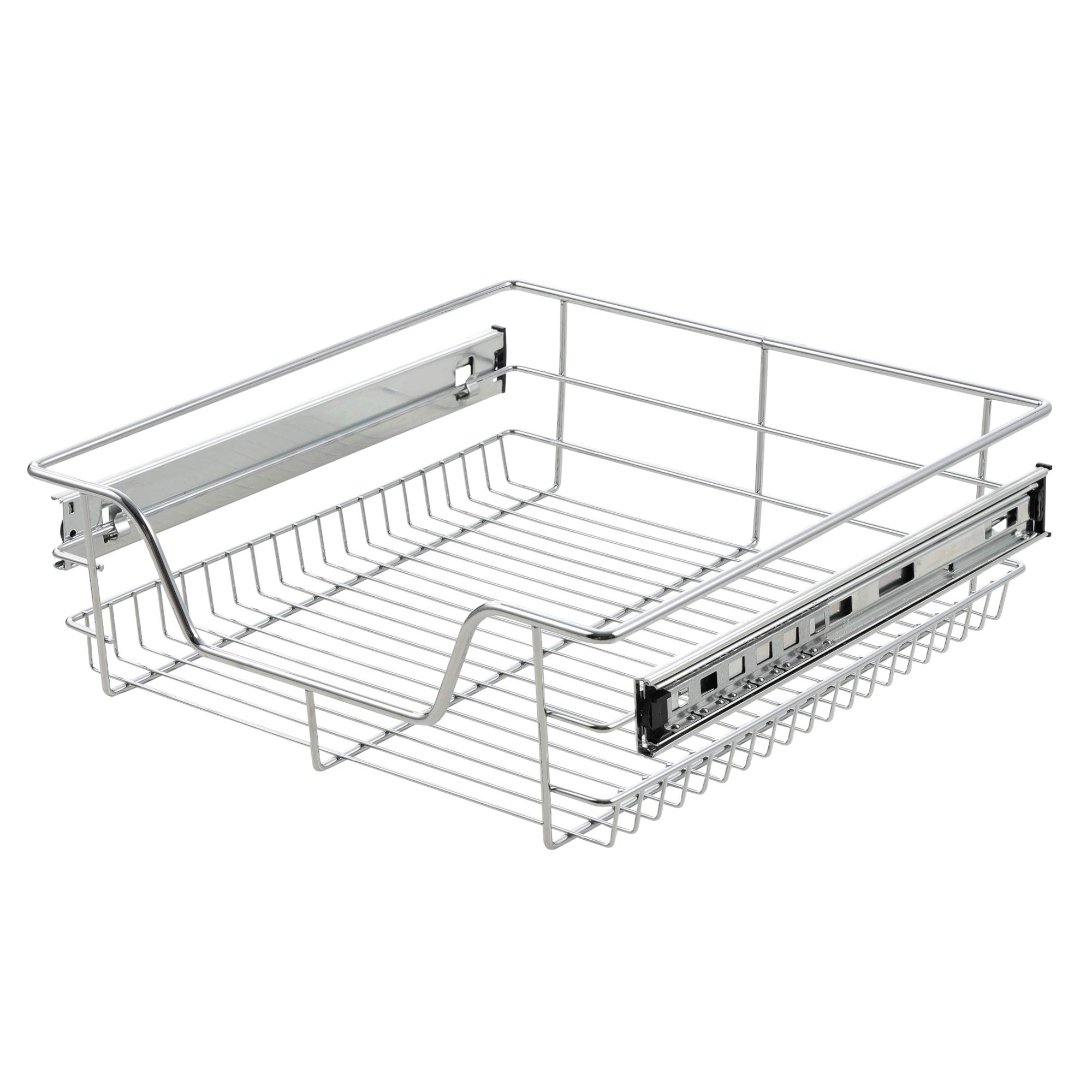 [en.casa] Set di 2 Cassetti Telescopici in Filo Metallico Cestelli Estraibili a Rete in Acciaio con Guide per Mobili Guardaroba Cucina Bagno Dispensa 47 x 44 x 14 cm