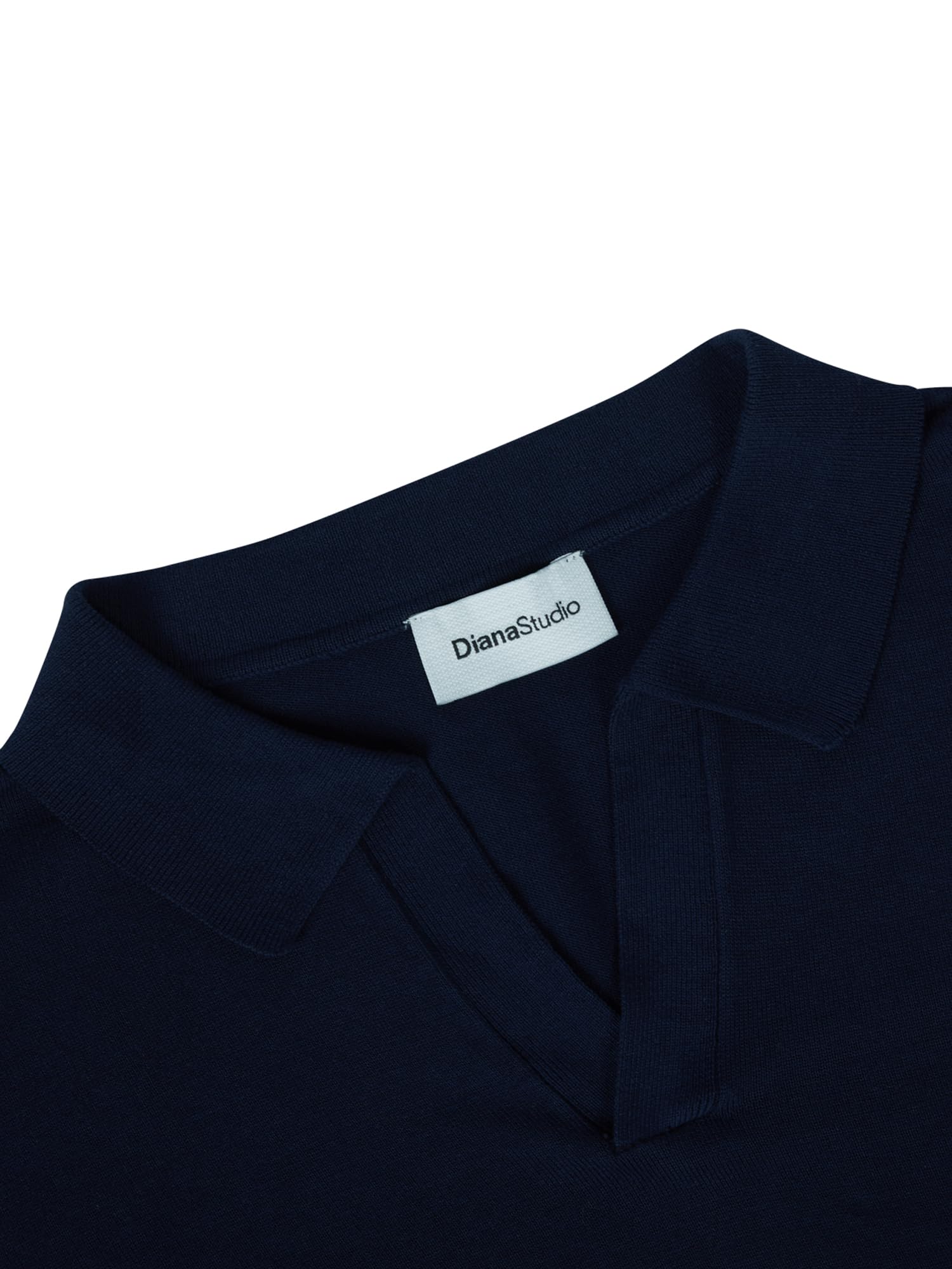 Diana Studio - Polo aus glattem Strick ohne Knöpfe, Herren, 100% extra gedrehtes leichtes Baumwollmaterial, Langarm, Casual Fit