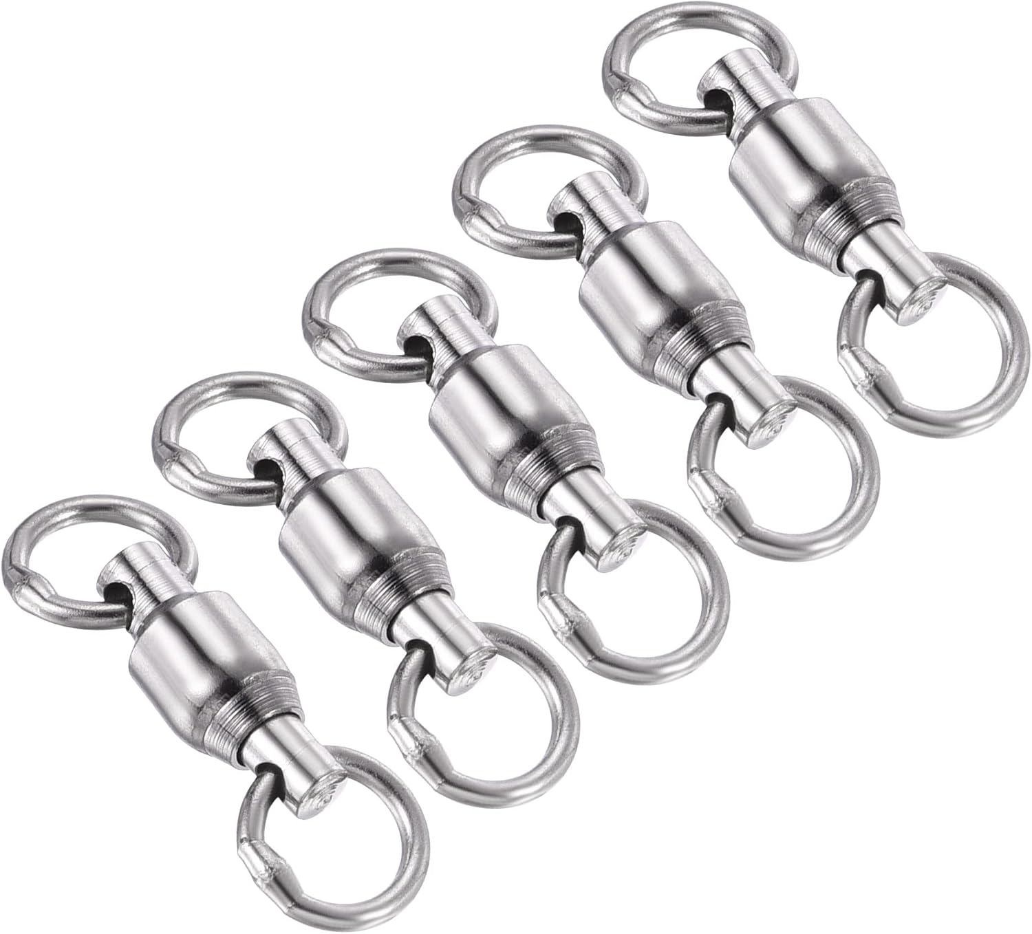 PATIKIL Ball Bearing Swivel, 25 Pack 50lb Stainless Steel Solid Welded Ring Fishing Tackle Connector, Silver