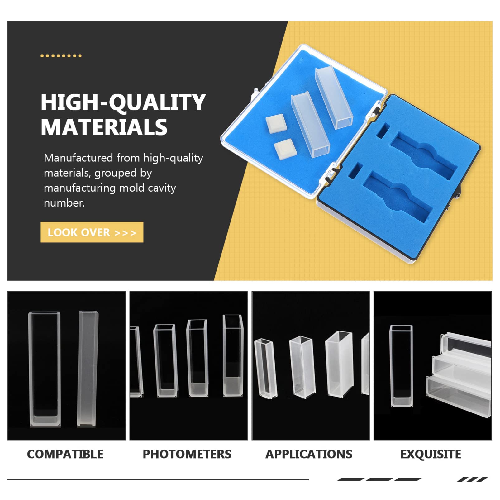 SOLUSTRE 8 Piezas Cubeta De Cuarzo Palet De Plastico Platos De Pesaje De Laboratorio Cubeta Sellable Baterías Cuadradas Cubeta Para Espectrofotómetro Cubetas Vidrio 100 Mm Producto Plástico