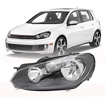 Halogen Headlight Front Headlamps Assembly Fits for 2010-2014 Volkswagen [Golf/GTI/Jetta Sportwagen] MK6, 5K0941006C Left Driver Side