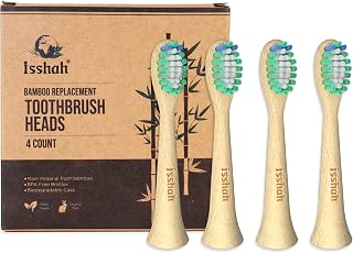 Bamboo Replacement Toothbrush Heads - FSC Certified and PETA Approved, 4 Count (Fits Most Philips Electric Toothbrushes)