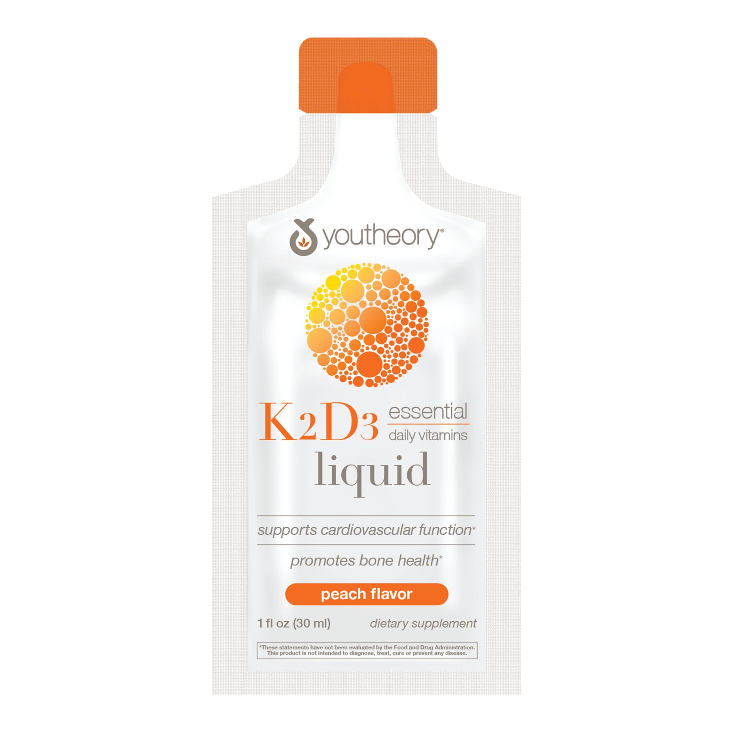 Youtheory K2D3 Liquid - Bone & Heart Health Support* - Combines Vitamin D3 & Vitamin K2 - Dairy, Soy & Gluten Free - Peach, 1 oz (12 Pack)