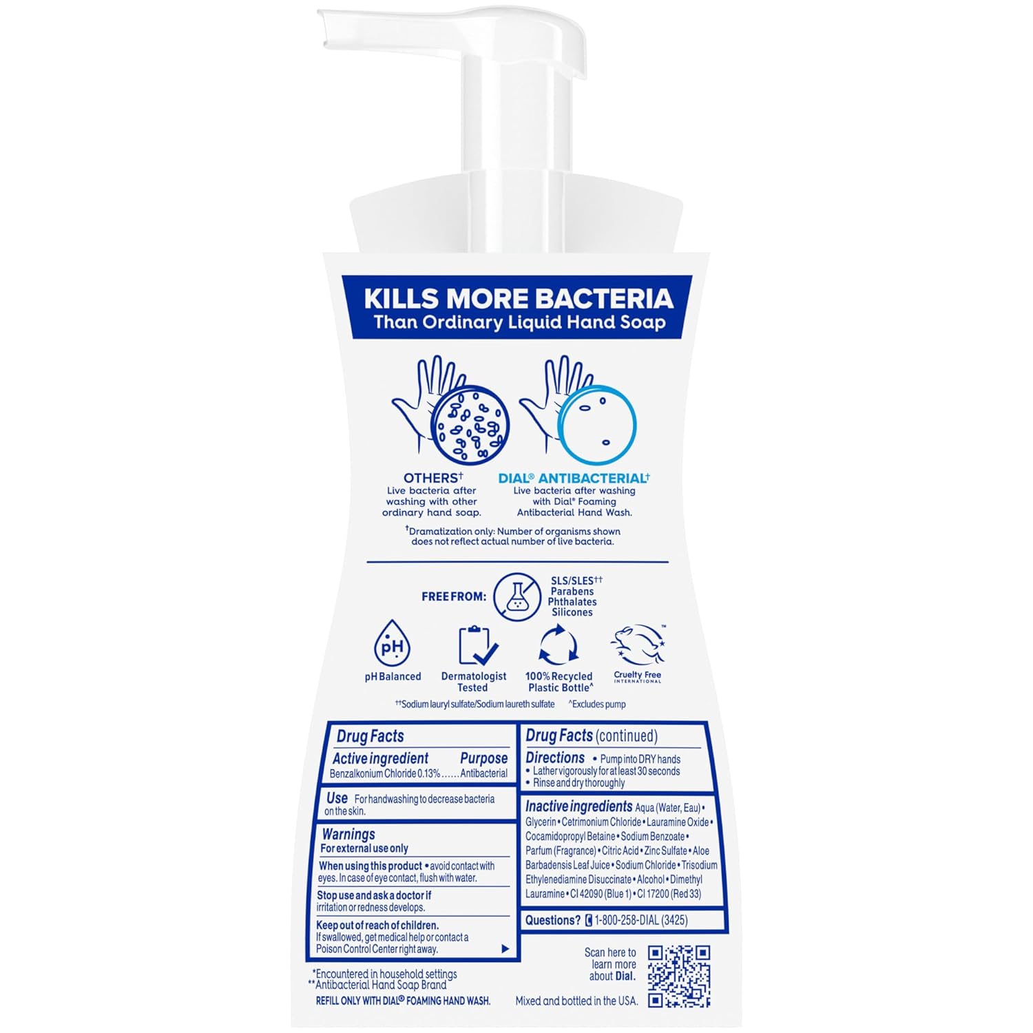 Dial Antibacterial Foaming Hand Wash, Coconut Water, 7.5 fl oz (Pack of 6)