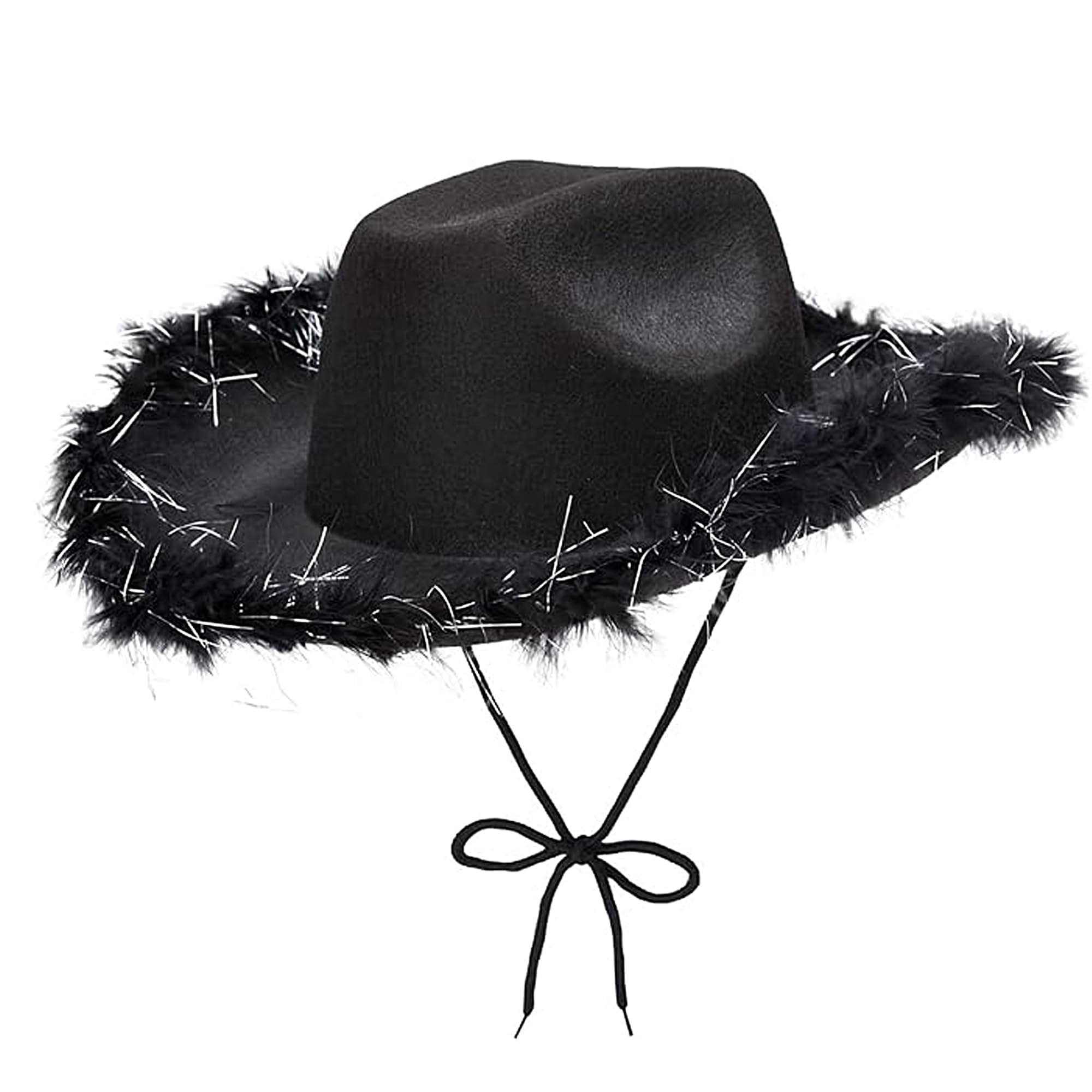 Pohotobooth Props Ltd Western Cowboy & Cowgirl Hats – One Size Fits Most – Perfect for Rodeos, Costumes, Festivals, Parties & Country-Themed Outfits (Black Feather Trim) — image 1