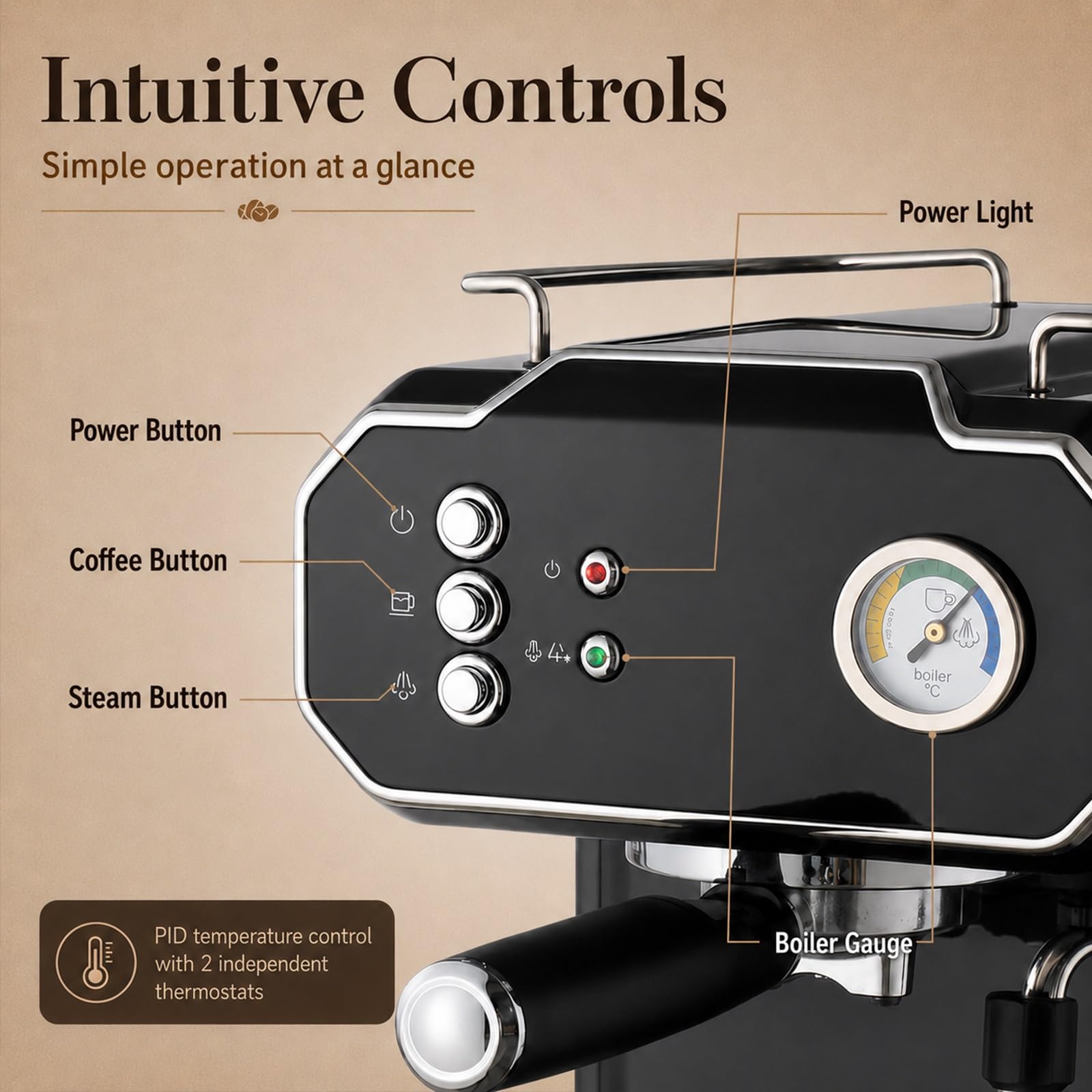Cafetera Espresso De 15 Bares, Máquina Automática Con Vaporizador Para Espumar Leche, Cafetera De Alta Presión Para Cappuccino Y Latte, 850 W, Ideal Para El Hogar Y La Oficina