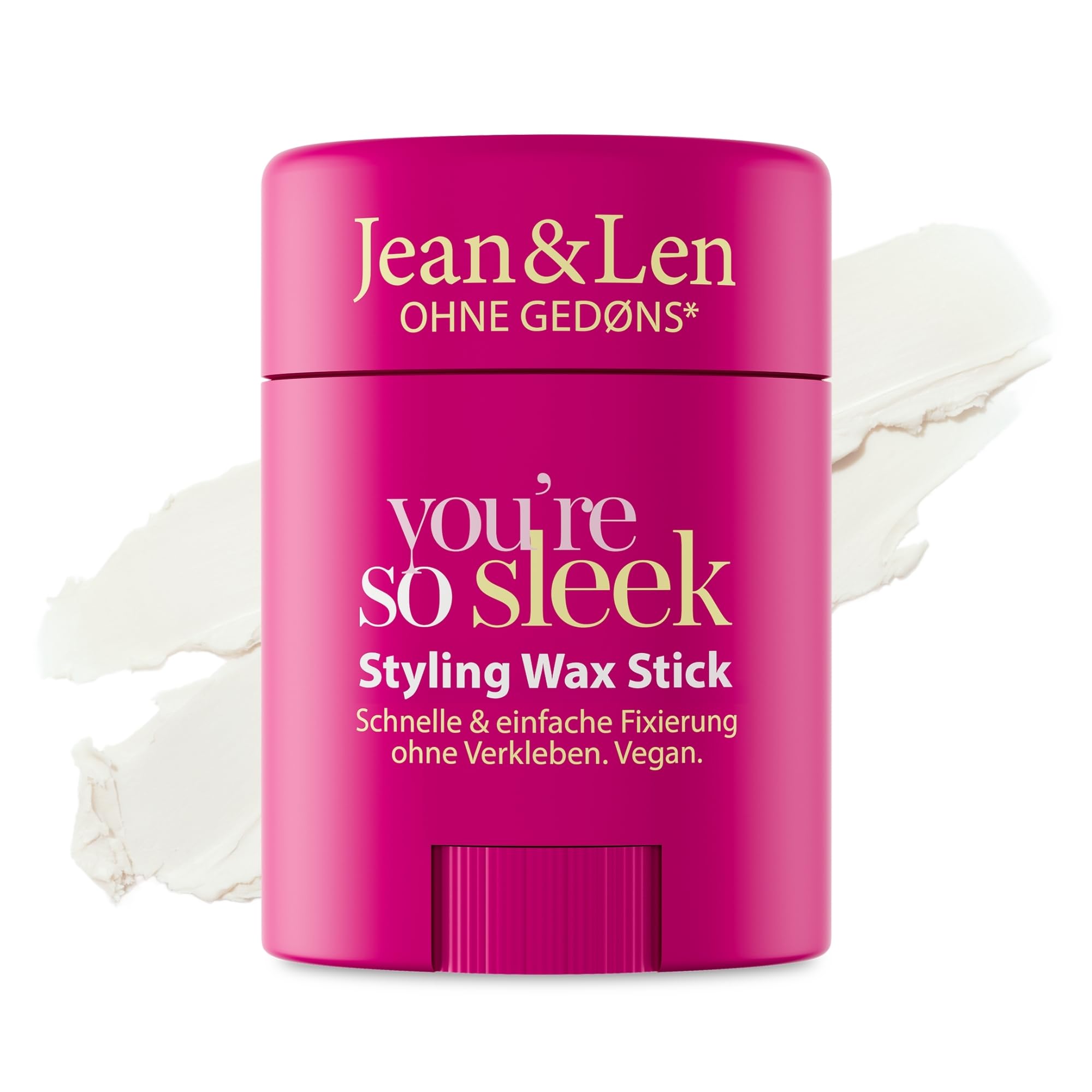 Jean & Len Styling Wax Stick you're so sleek, für Sleek Looks & Babyhaare, glättet fliegende Haare & bietet starken Halt ohne Verkleben, Haarstyling ohne Silikone & Parabene, vegan, 25 g