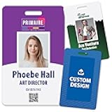 Custom Print Employee ID Badge, Double Sided with Name, Photo, Logo, and Barcode – Unique Photo ID Card Solution (ID Vertical)