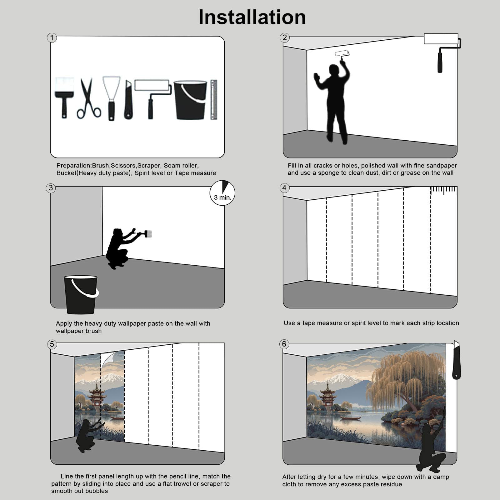 Papel Pintado 3D Río Pabellones Sauces Llorones 250Anx175Al cm Fotomurales Tejido No Tejido, Paisaje Papel Tapiz Grande Murales Fotográfico Moderno Decoración de Paredes