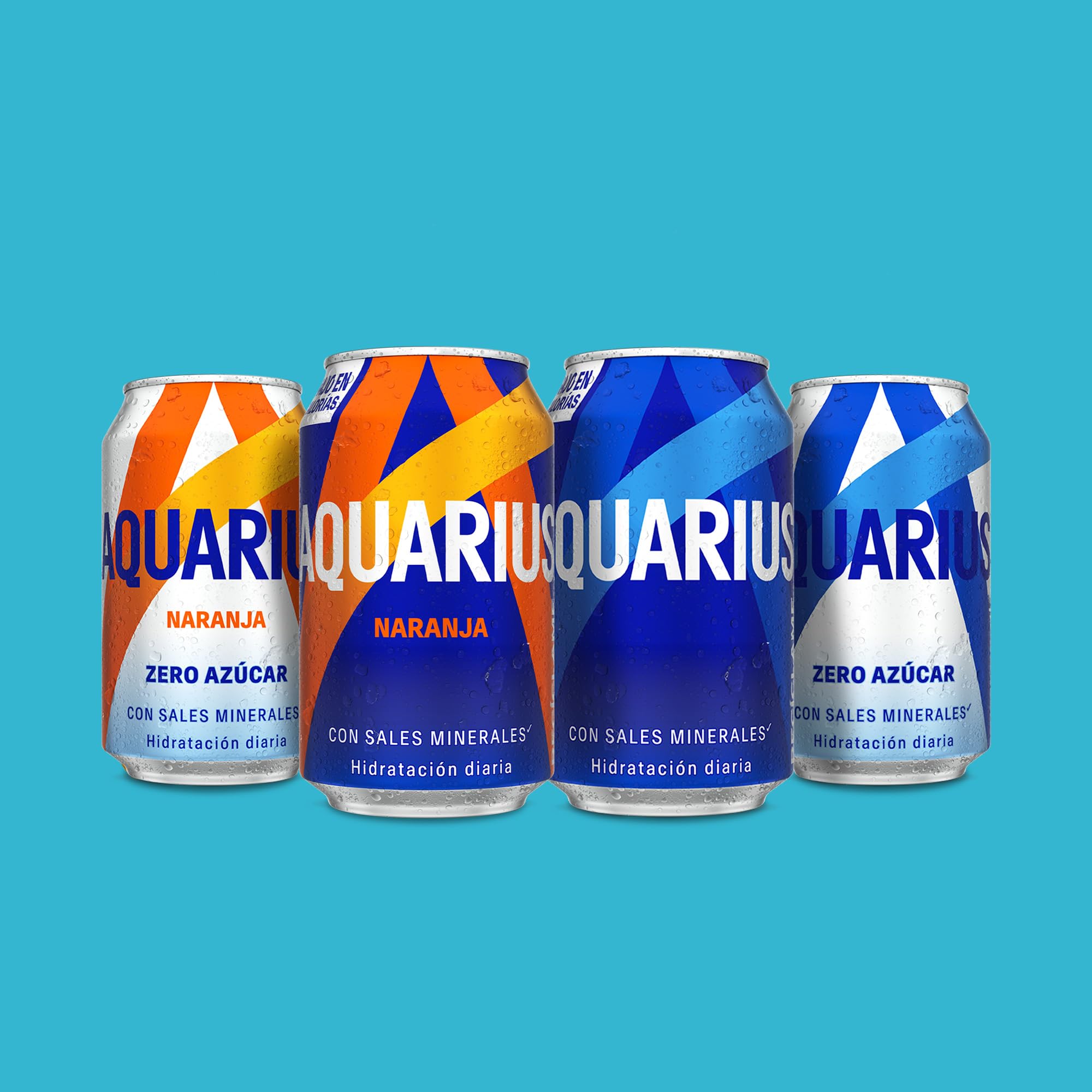 Aquarius Naranja, Bebida Hidratante con Sales Minerales, Baja en Calorías - Pack 9 Latas, 330 ml