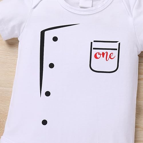 Miniatura 4 de IDOPIP Disfraz de chef para bebé niño y niña, conjunto de pantalones cortos con gorro de chef y corbata para Halloween, fiesta de cumpleaños