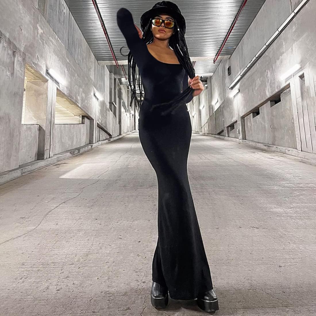 KLLPNW Womens Spaghetti Strap Bodycon Backless Maxi Dress - Image 6