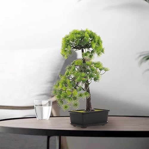 Miniatura 3 de Angoily Plantas artificiales de interior Bonsái de pino artificial en maceta, exhibición de escritorio, maceta de árbol falso, planta de bonsái de