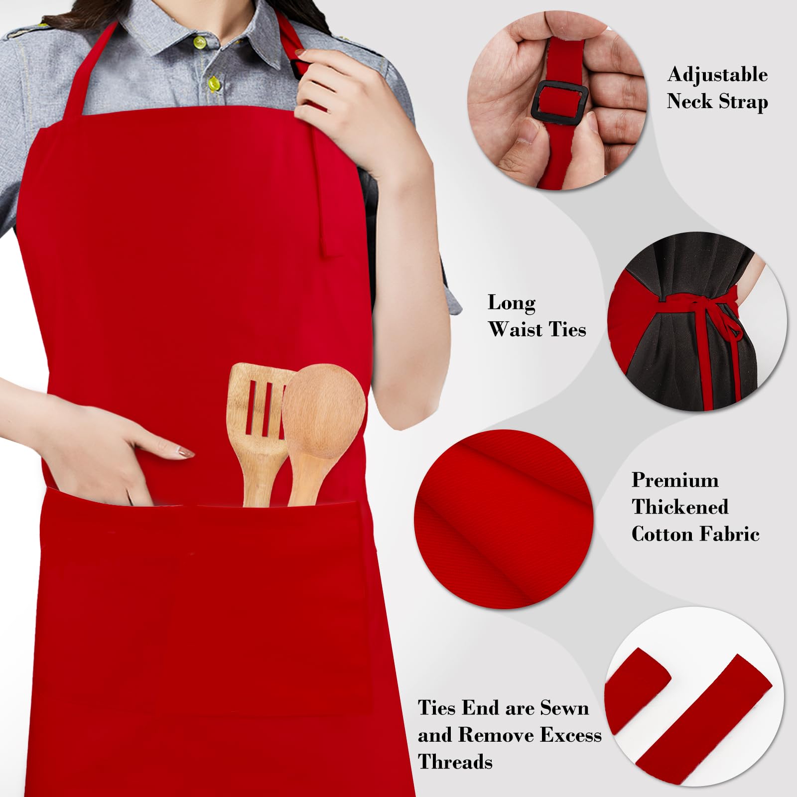 Set grembiule da chef e cappello, 2 tasche regolabili, in cotone, grembiule da cucina, costume da panettiere per uomo e donna