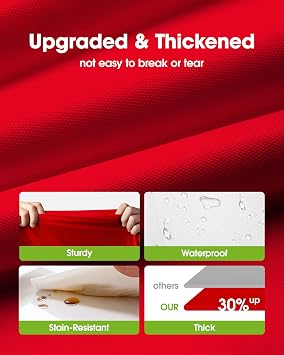 Pureegg Plastic Table Cloth Disposable 8 Pack 54 x 108 Inch, Red