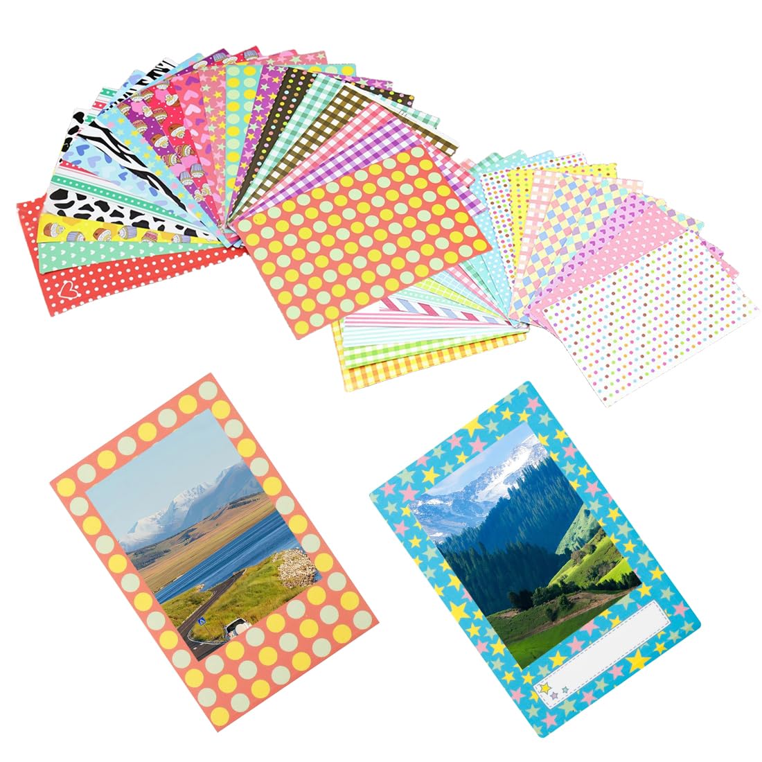 Lot de 60 Autocollants de Bordure Photo, Autocollants pour cadre photo, Jolis Autocollants Photo Compatibles avec le Film Instantané Mini 12/11/9/8/7S/70/40/50S/90 EVO