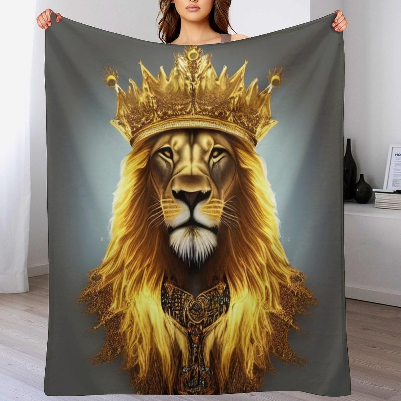 Manta de franela de león suave, manta de forro polar 180 x 200 cm cálida para cama y sofá