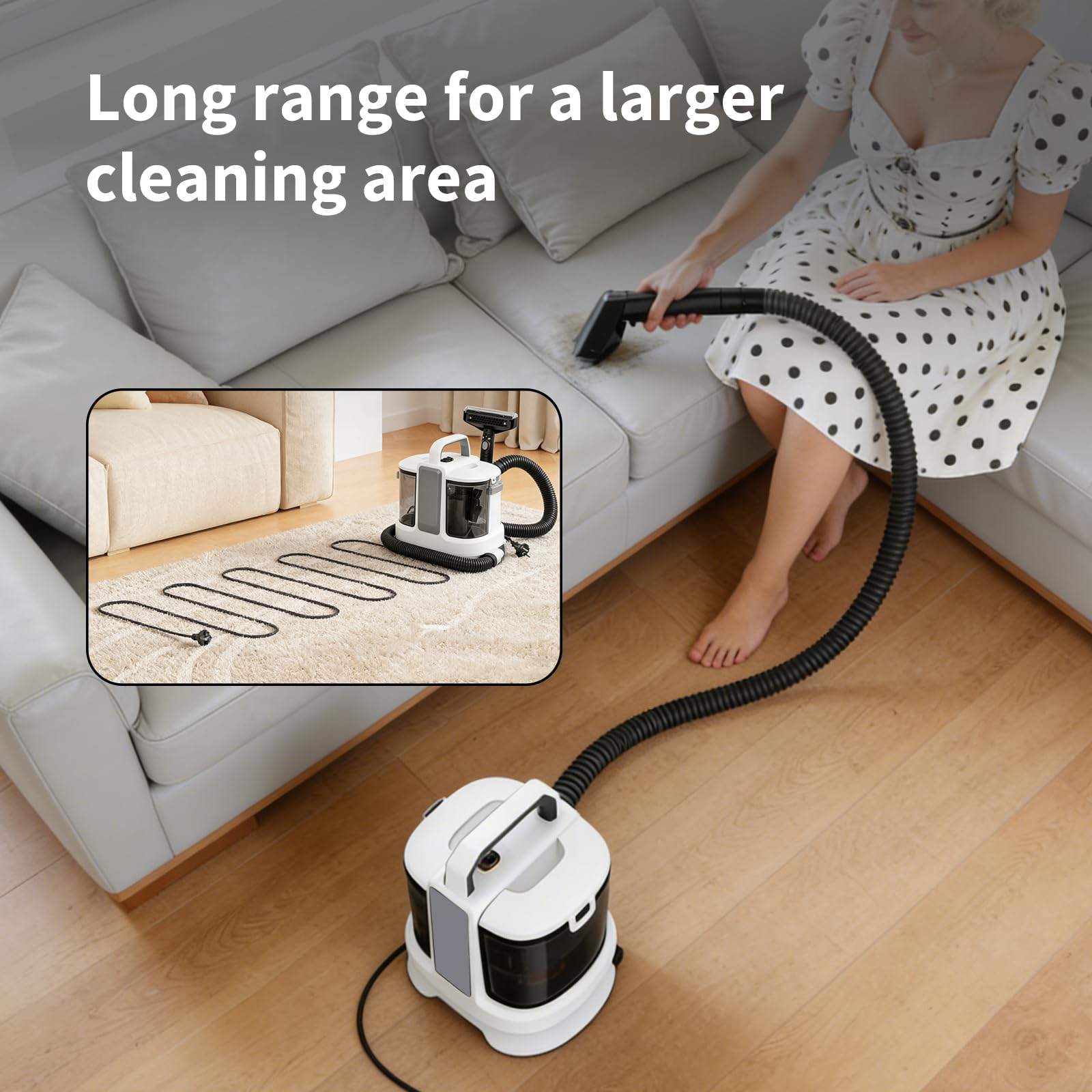 Shampouineuse Canapé Et Tapis 400w 13kpa - Nettoyeur Tapis Et Moquettes Portable Avec Double Réservoir, Injecteur Extracteur Pour Voiture, Matelas Et Tissus D'ameublement Aspirateur