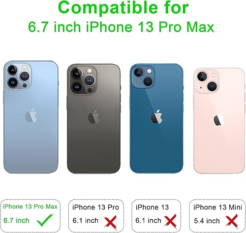 Miniatura 2 de Arae Funda compatible con iPhone 13 Pro Max de 6.7 pulgadas, con tarjetero y correa para la muñeca para iPhone 13 Pro Max de 6.7 pulgadas, color azul
