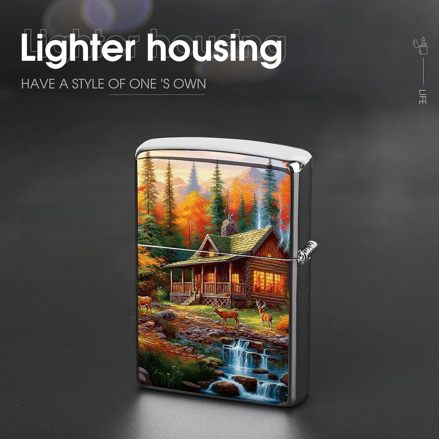 Autumn Cabin in The Woods Metal Lighter Cover Case Pouch Holder image 4