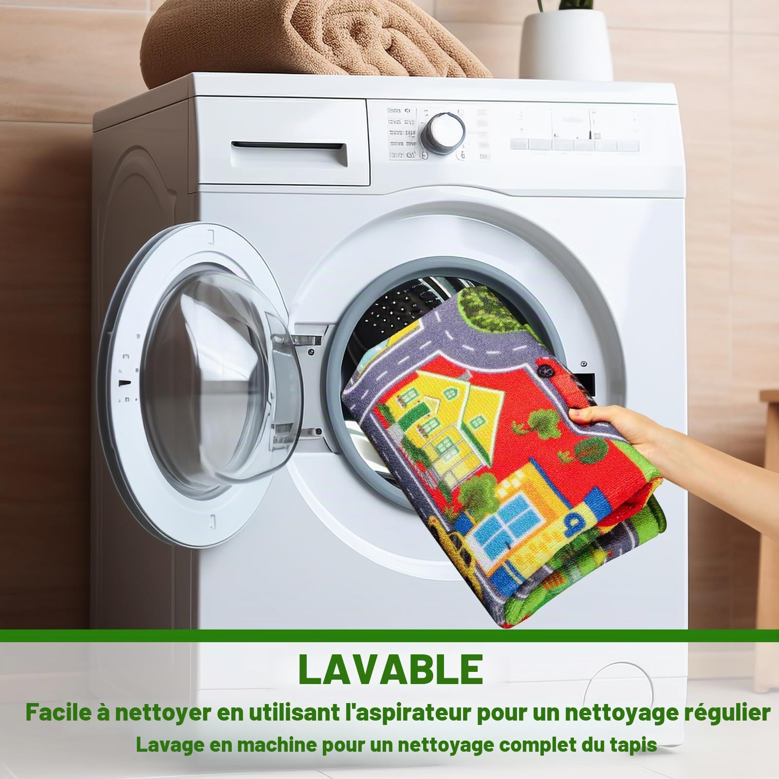 Tapis de jeu pour enfants, tapis de jeu pour voiture, tapis de jeu extra antidérapant, tapis de route de la circulation pour enfants, tapis de voiture éducatif pour salle de jeux, garçons