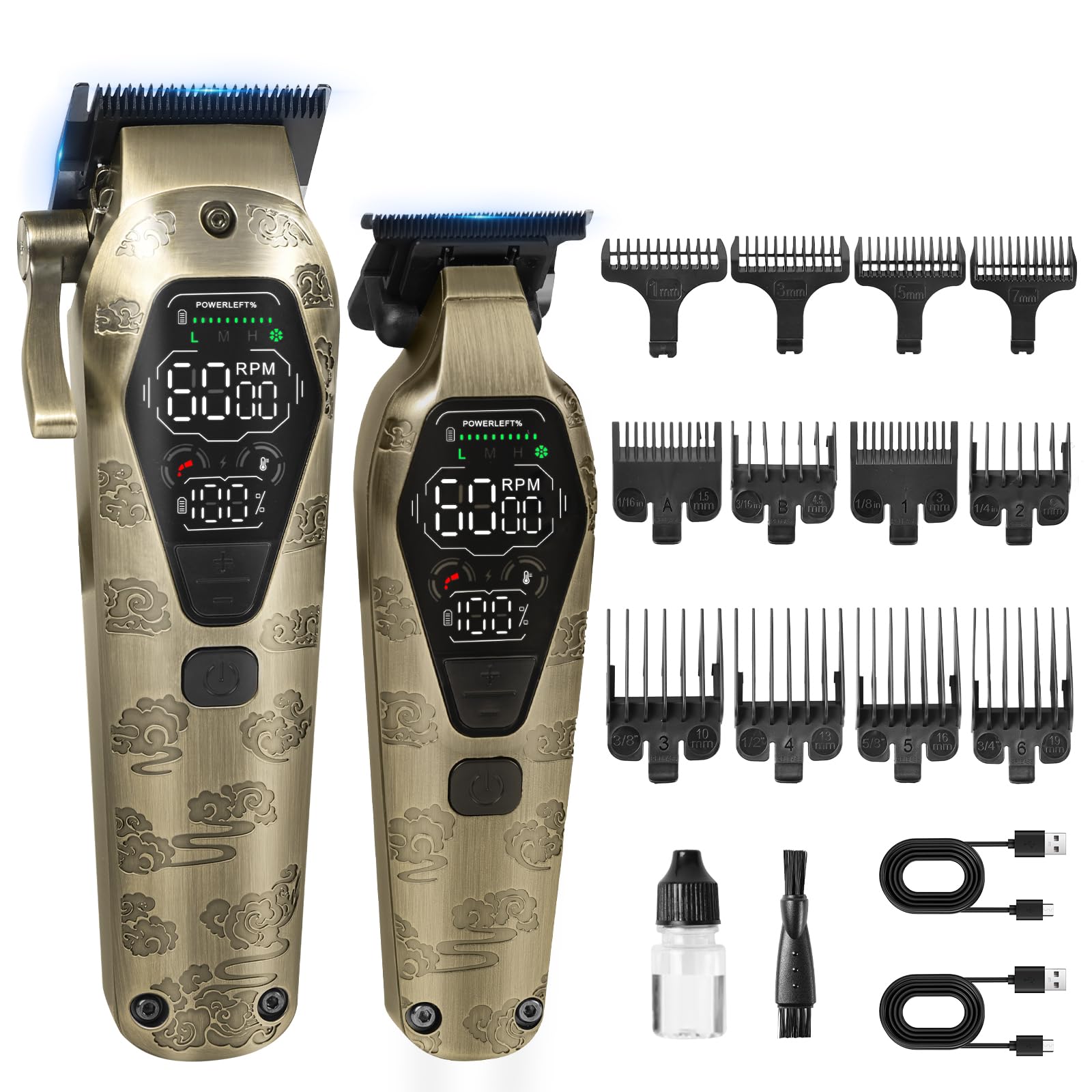 Profesjonalna maszynka do strzyżenia włosów, elektryczna maszynka do golenia brody | Maszynka do strzyżenia włosów z wyświetlaczem LCD, odpowiednia dla mężczyzn/rodziny/fryzjera, prezenty na Dzień Ojca