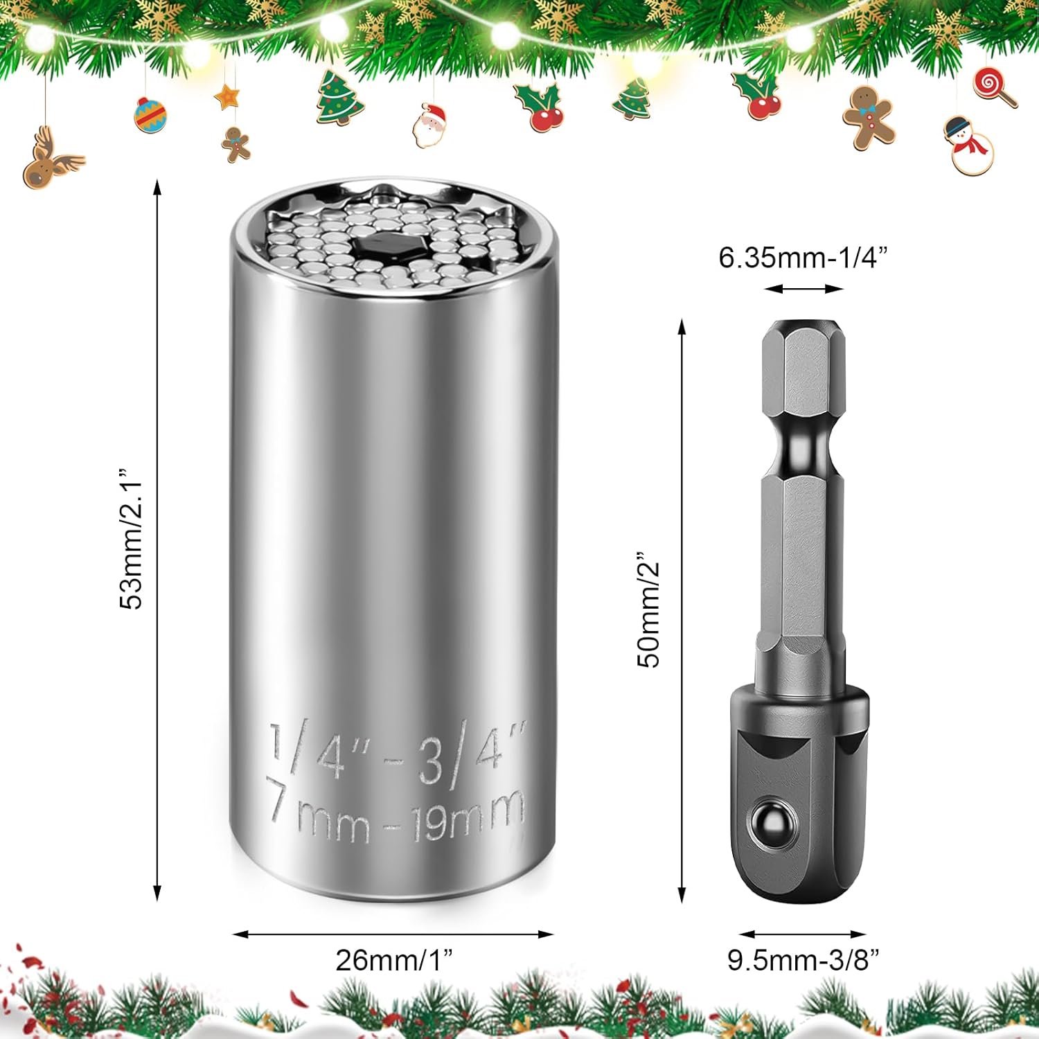 Fathers Day Dad Gifts from Daughter Son Wife,Universal Socket Tool Set with Power Drill Adapter,Super Universal Socket Tools (7-19mm) - Fits Standard 1/4''-3/4'',Gifts for Men Boyfriend Husband