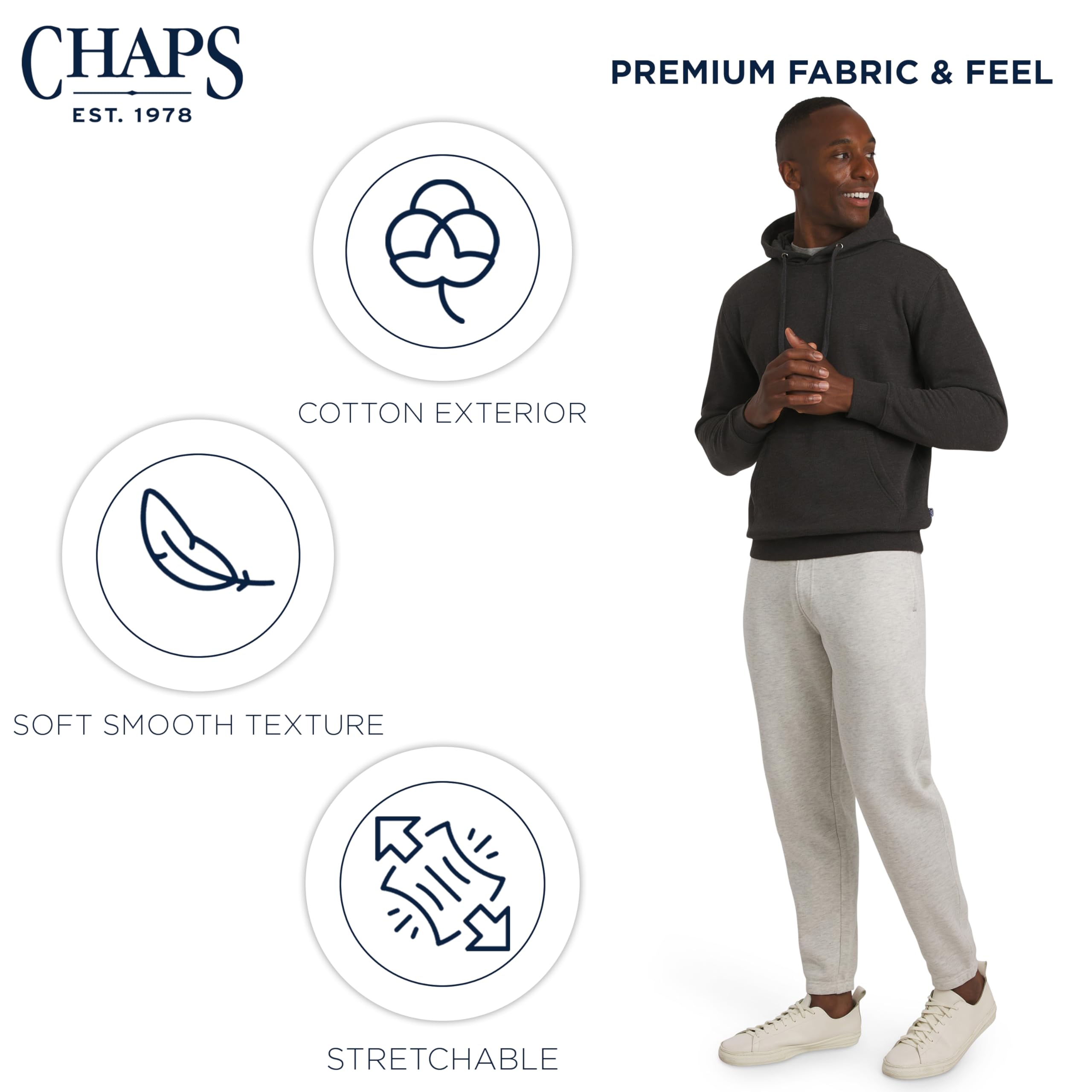 Chaps Herren Everyday Classic Casual Super Soft Fleece Midweight Hooded Sweater Pullover