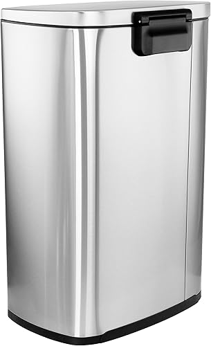 Miniatura 4 de Elama Juego combinado de 3 cubos de basura de acero inoxidable de 13 galones y 1.3 galones con mecanismo de cierre lento