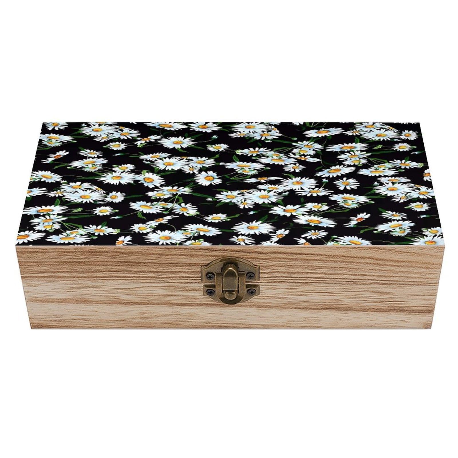 asbwuo Beauty Daisy Wood Keepsake Box Wooden Box with Hinged Lid