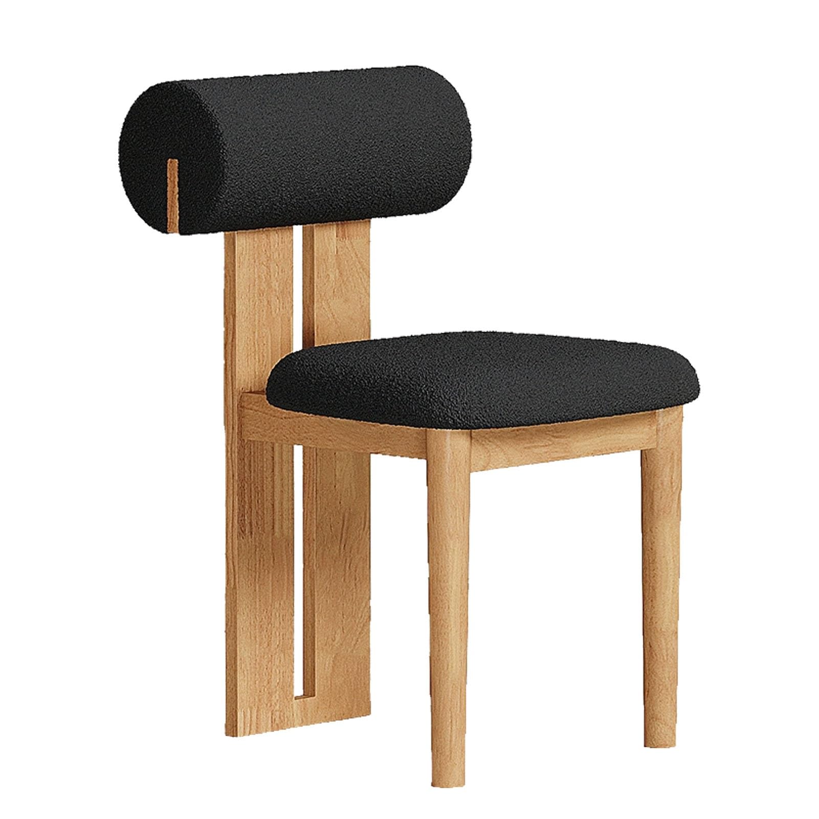 Sillas de comedor sin brazos para comedor, sillas decorativas acolchadas suaves con respaldo, elegantes sillas laterales de madera para estudio, cafetería, restaurante, natural y negro, 1 unidad