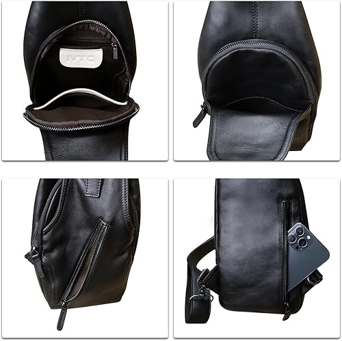 Miniatura 14 de Bolso bandolera de cuero genuino para mujeres y hombres, estilo vintage, de cuero real, a la moda, bandolera, Marrón