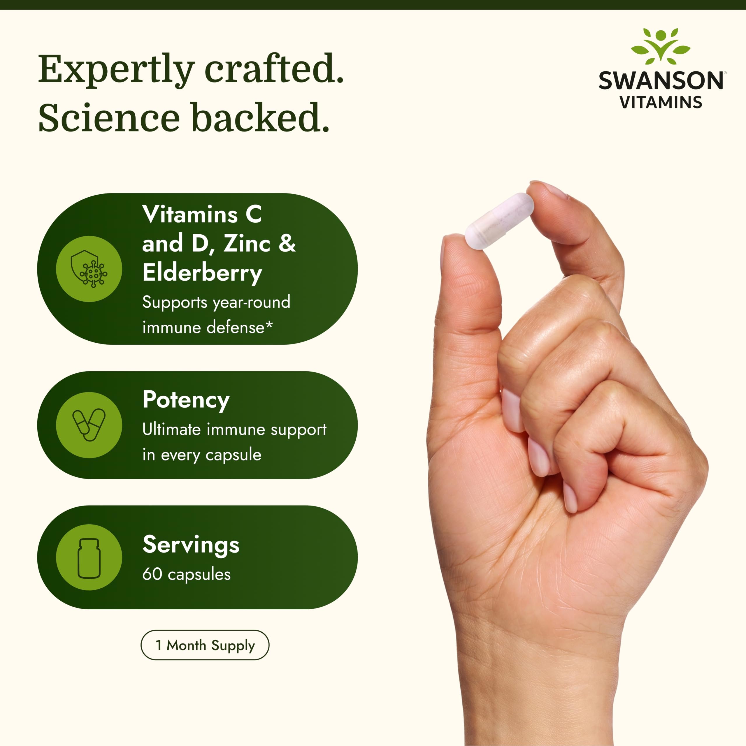 Swanson Ultimate Immune Defense with C, D, Zinc and Elderberry, 60 Capsules — Amazon image 3