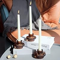 Vista 2 de VOHO Brown Candlestick Holders Set of 6, Old Fashioned Candle Sticks Holder Decor for Daily Room/Halloween/Thanksgiving Party, Double Side Taper