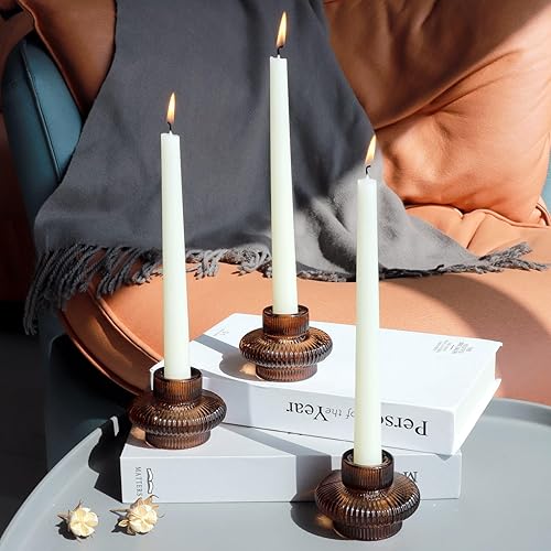 Miniatura 2 de VOHO Brown Candlestick Holders Set of 6, Old Fashioned Candle Sticks Holder Decor for Daily Room/Halloween/Thanksgiving Party, Double Side Taper