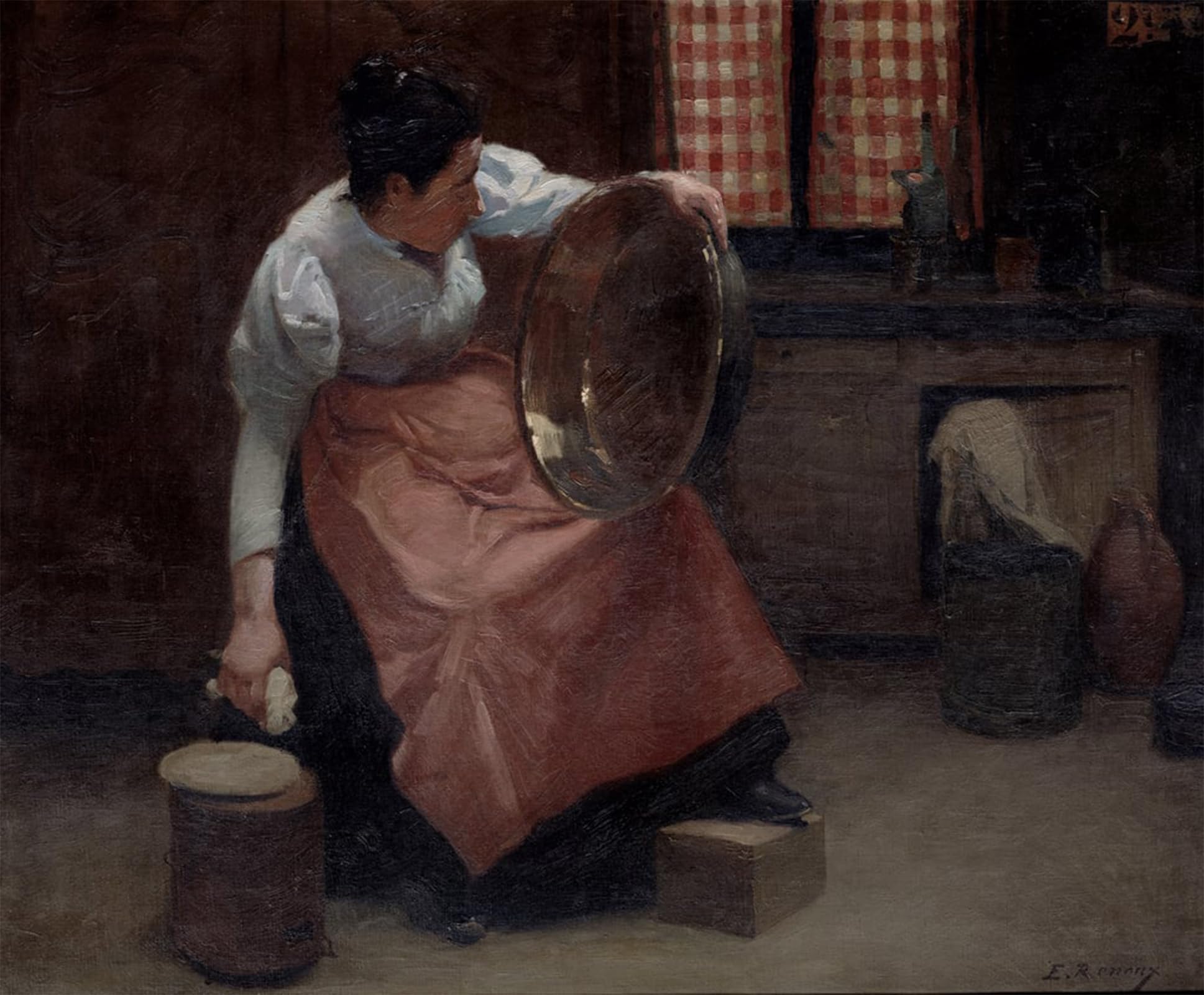 SERENDIPITP Retro Picture Poster Wall Art Pictures Painting Woman Scouring by Jules Ernest Renoux Wall Art Canvas Print for Wall Decor 60x90cm