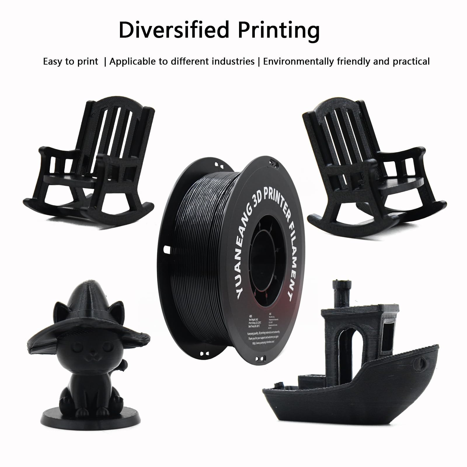 Filamento per stampante 3D PETG, 2 rotoli, precisione dimensionale +/- 0,03 mm, bobina da 1 kg (2 libbre), 1,75 mm, adatto per la maggior parte delle stampanti 3D, 2 kg, nero