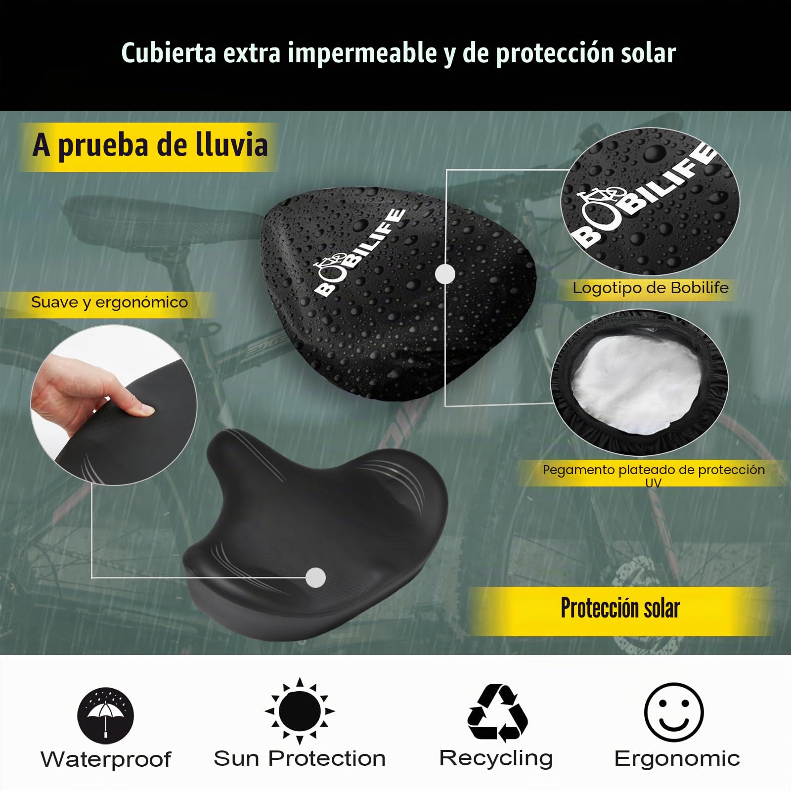 Asiento de bicicleta grande y ancho – Reemplazo de sillín de bicicleta, comodidad para Peloton, bicicleta eléctrica estacionaria de ejercicio, bicicletas de carretera de montaña para hombres y